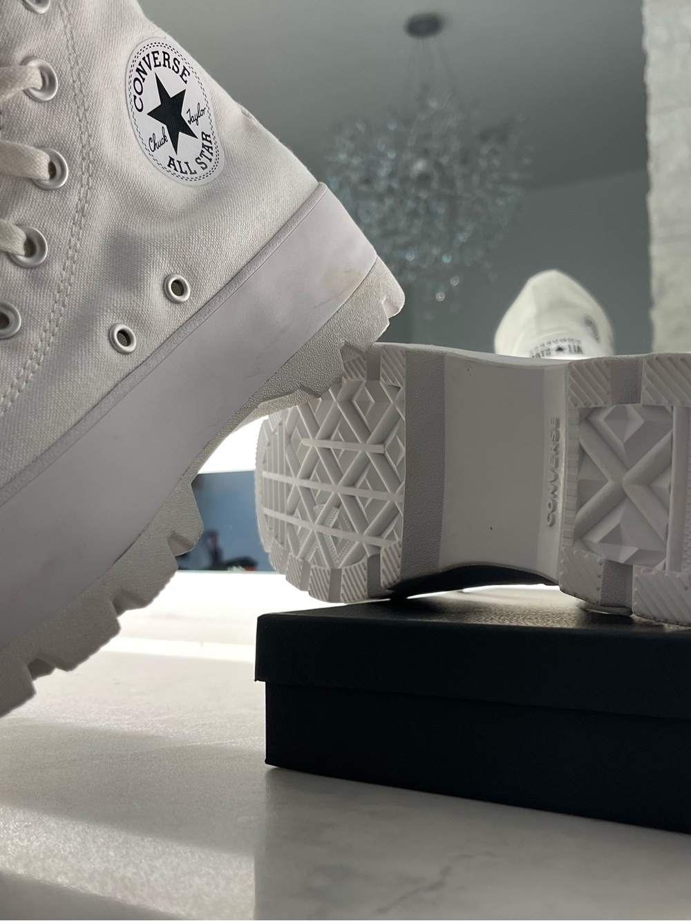 Converse White High-Top Lug Sole Sneakers